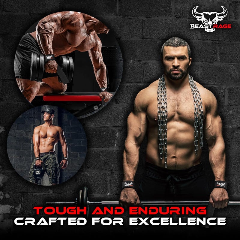 BEAST RAGE Lifting Wrist Straps for Weightlifting, Weight Lifting Straps Gym Grip Power Workouts Lifting Straps Padded Cotton Men Women Wrap Lift Deadlift Straps Hard Pull Exercise - Image 4